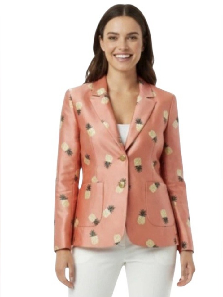Kate Spade Pineapple Jacquard Jacket Nwt Coral Pink Size 12